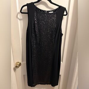 Chicos black  elegant party mid dress black sequins  women’s  large zip‎ back